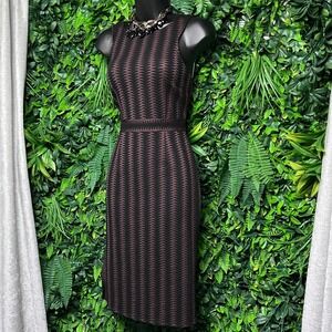 Maeve Anthropologie Knit Dress XS Brown Chevron Print Fitted Casual Party‎ 2934
